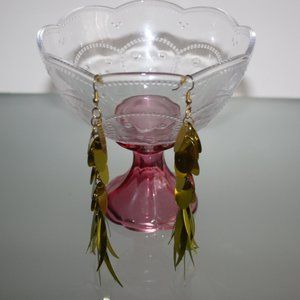 Gold Sequin Earrings Shiny Women's Fashion Jewelry New